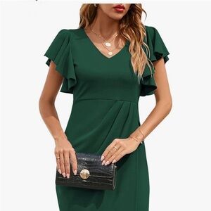 Elegant Green V-Neck Dress